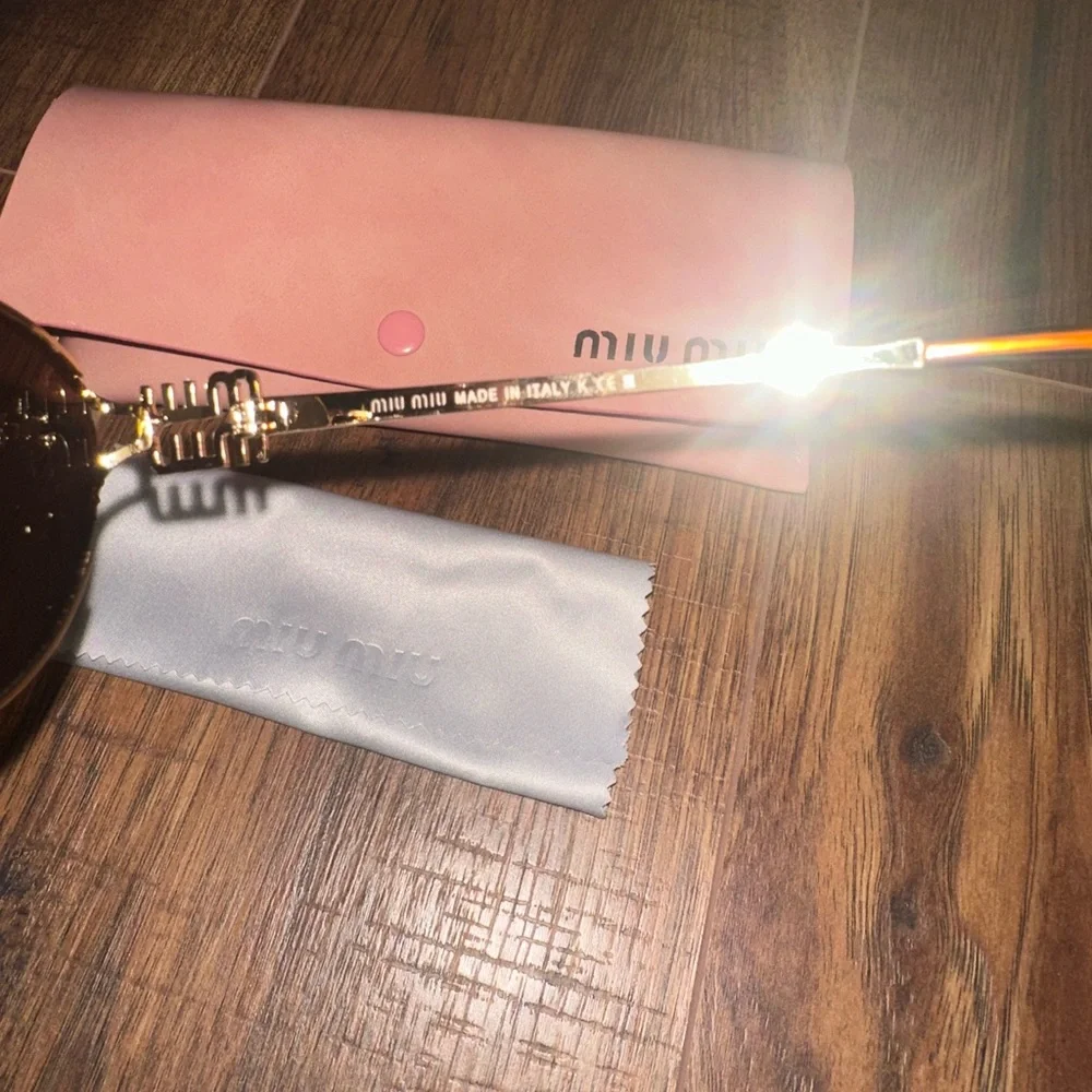 Miu Miu Gold-Tone Logo Glasses - Picture 4 of 5